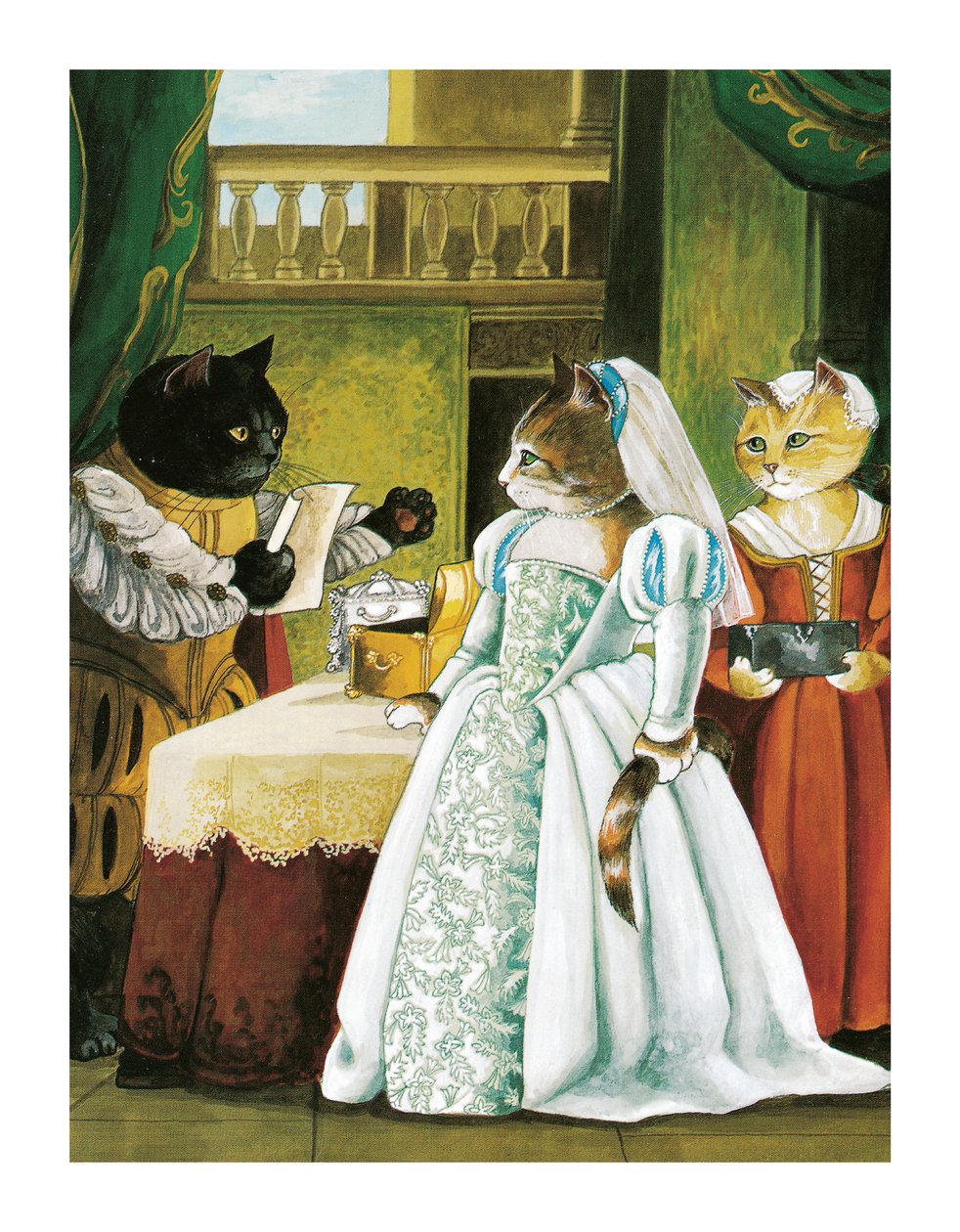 Illustration fra Shakespeare Cats: Plakatbog (udgivet 2016) af Susan Herbert