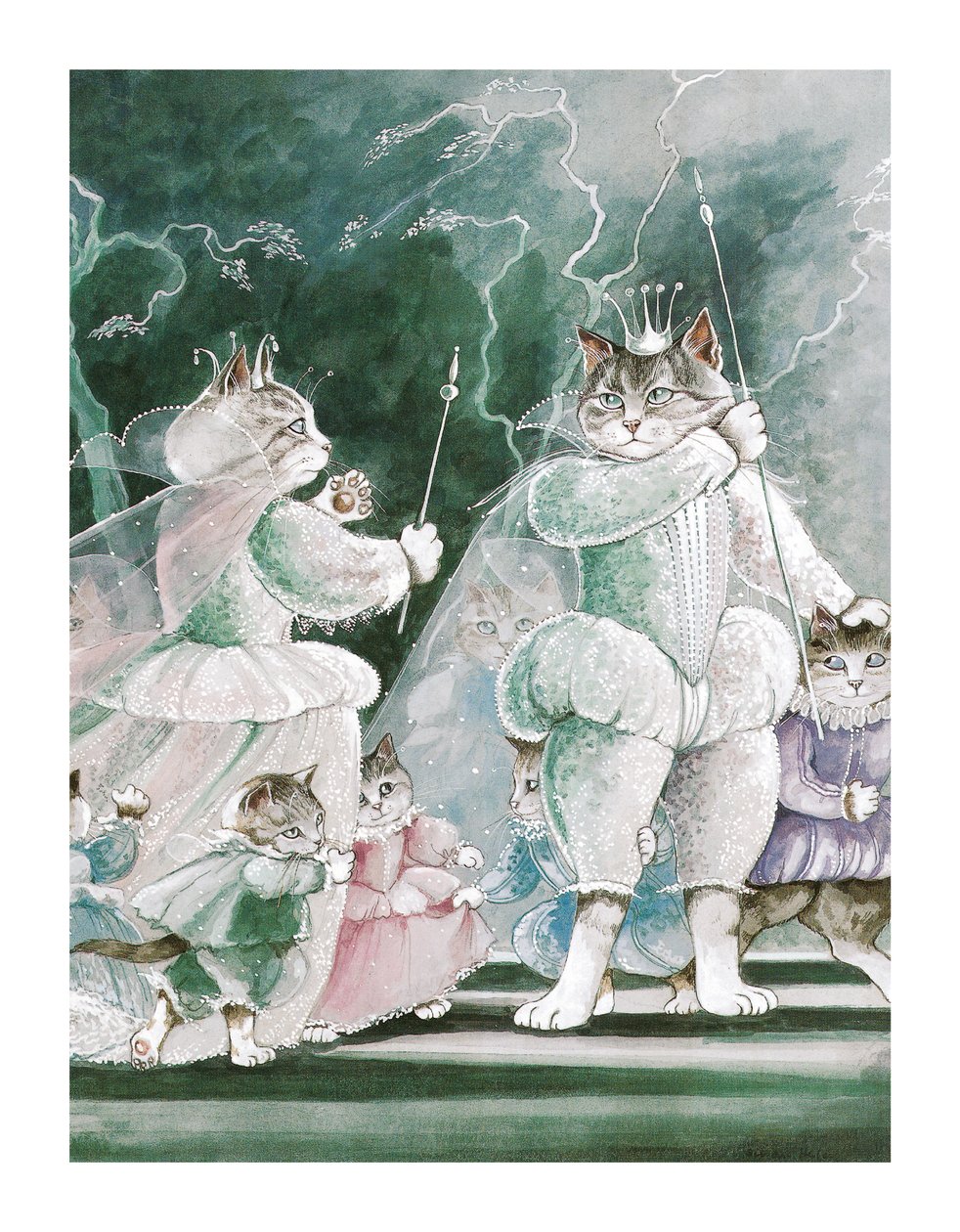 Illustration fra Shakespeare Cats: Plakatbog (udgivet 2016) af Susan Herbert