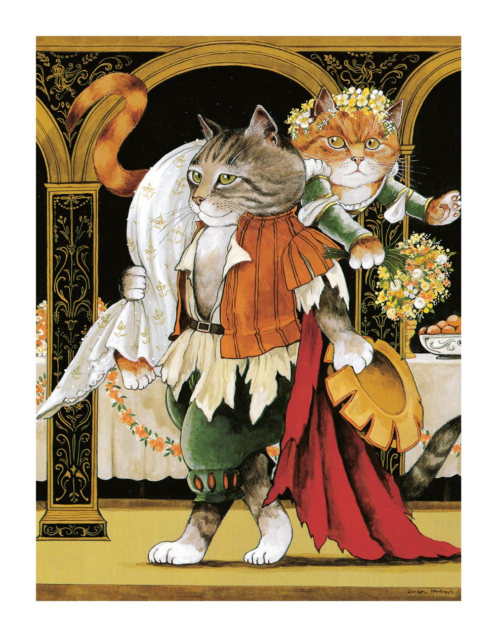 Illustration fra Shakespeare Cats: Plakatbog (udgivet 2016) af Susan Herbert