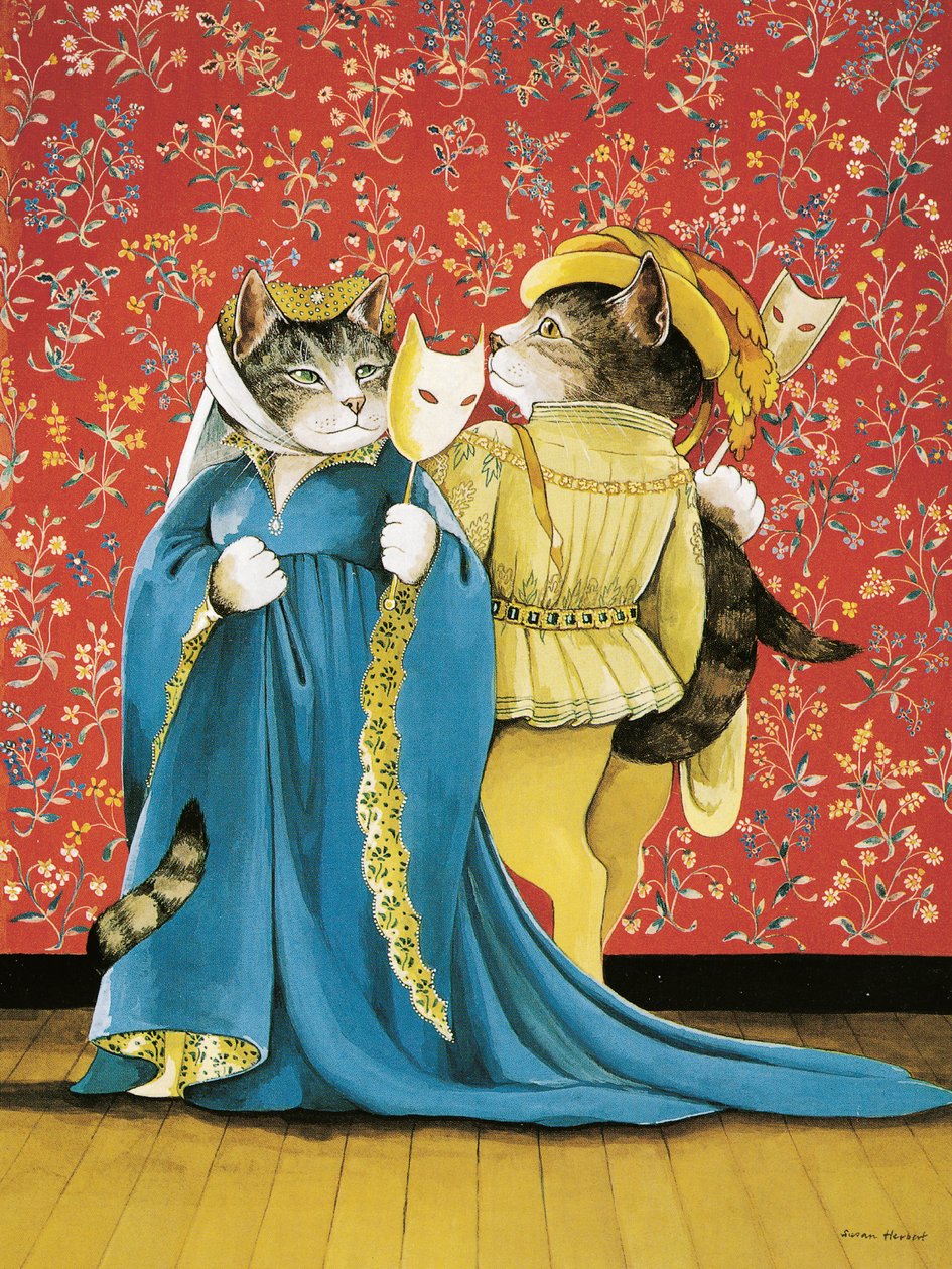Illustration fra Shakespeare Cats: Plakatbog (udgivet 2016) af Susan Herbert