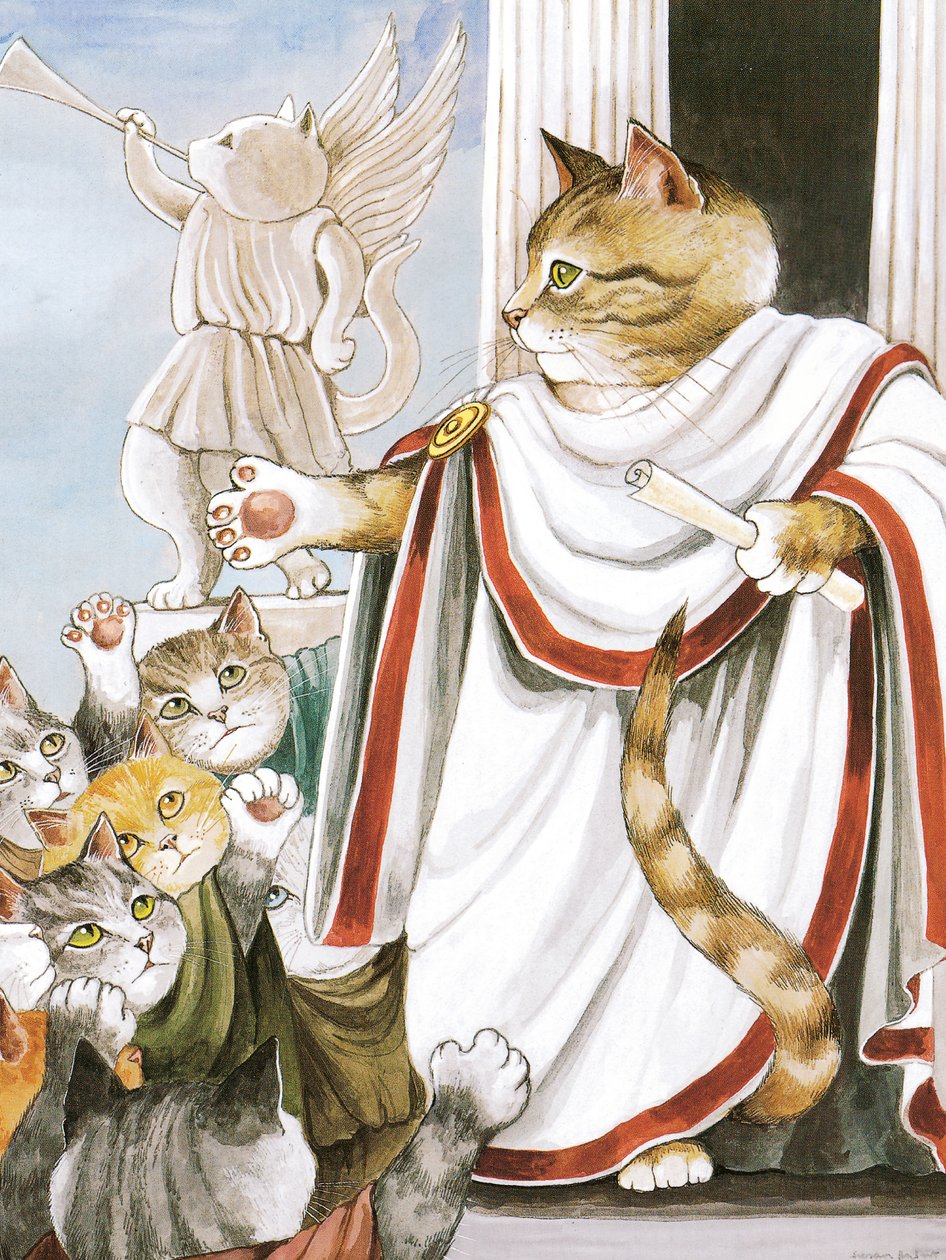 Illustration fra Shakespeare Cats: Plakatbog (udgivet 2016) af Susan Herbert