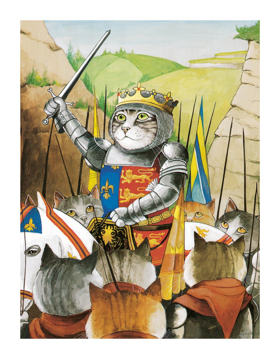 Illustration fra Shakespeare Cats: Plakatbog (udgivet 2016) af Susan Herbert