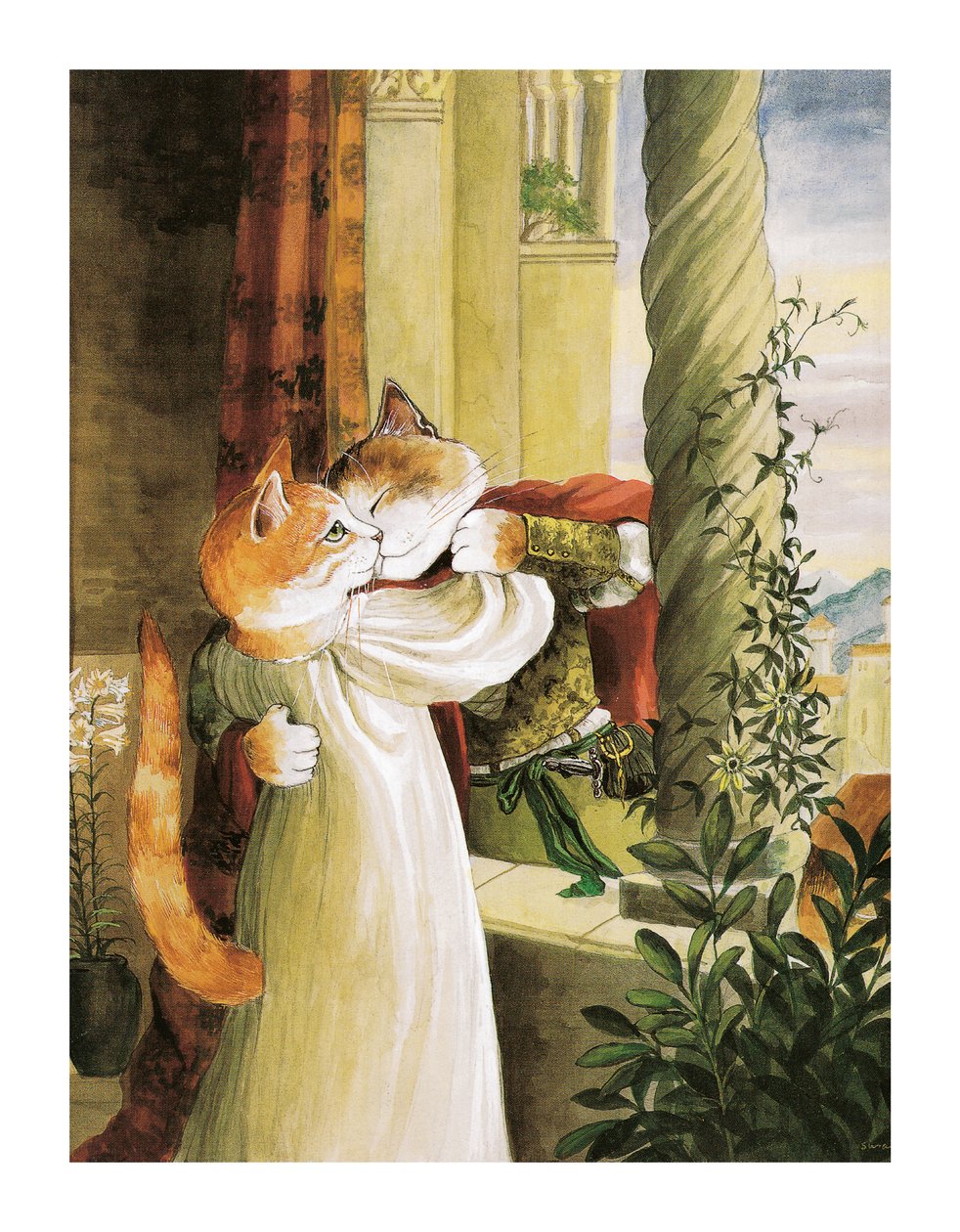 Illustration fra Shakespeare Cats: Plakatbog (udgivet 2016) af Susan Herbert