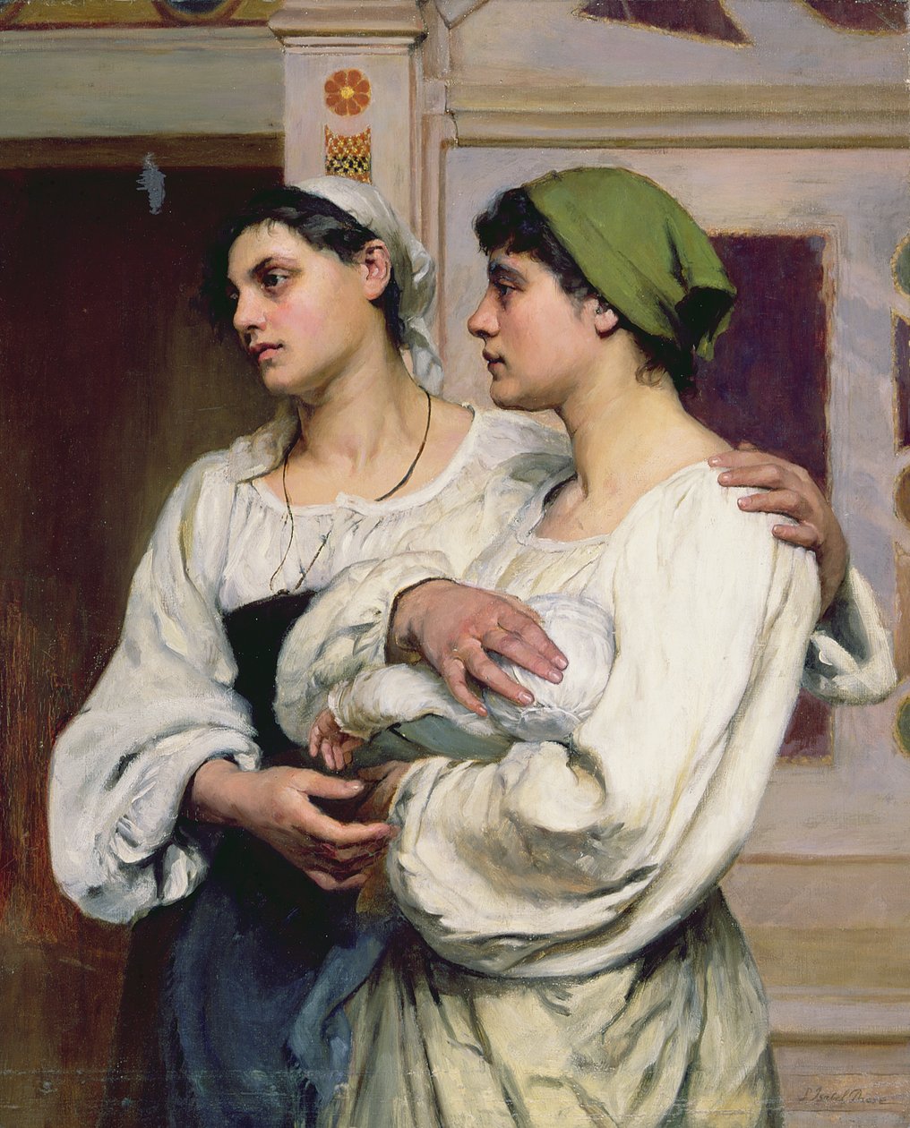 Italienske kvinder i kirken (olie på lærred) af Susan Isabel Dacre