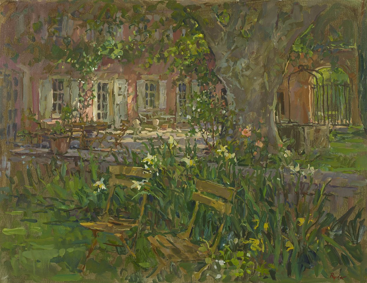 Provence terrasse med iris af Susan Ryder