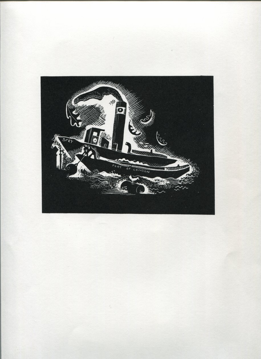 Thames Boat (linjeblok print) af Suzanne Cooper