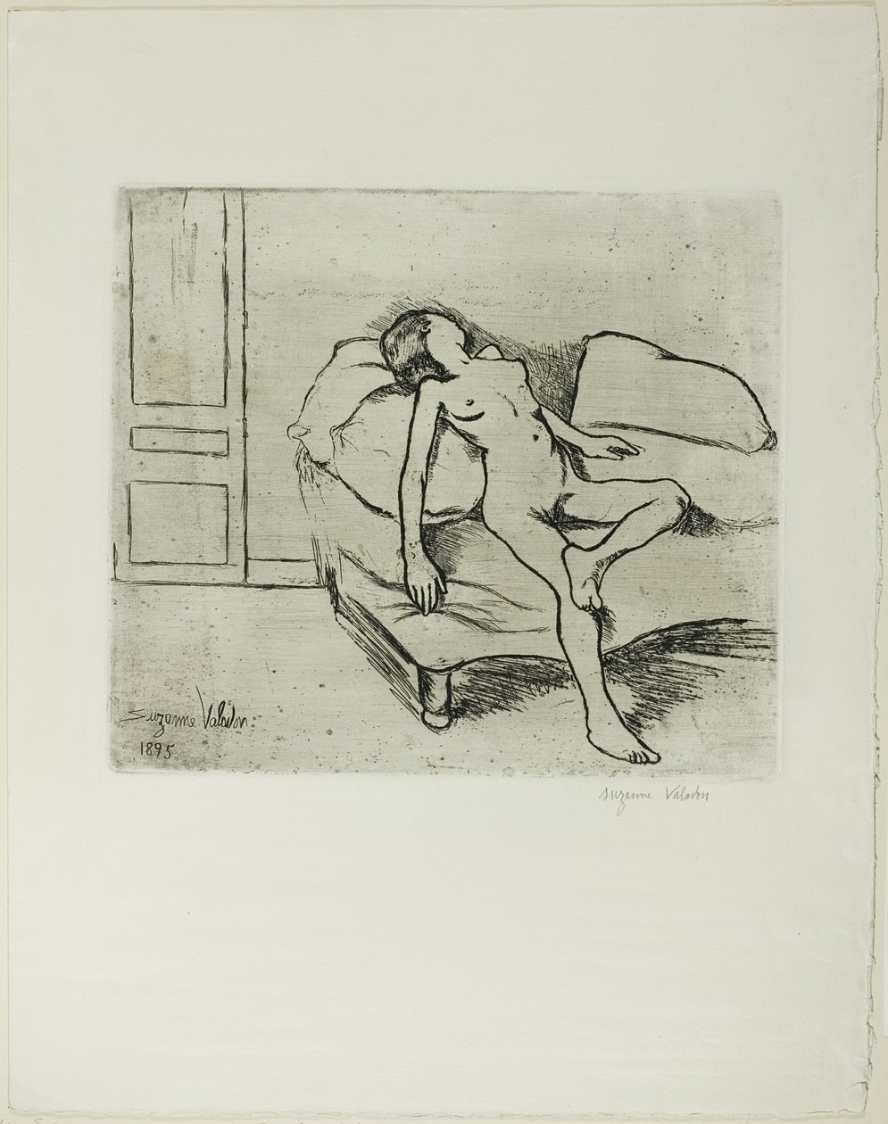 Louise nøgen på en sofa af Suzanne Valadon