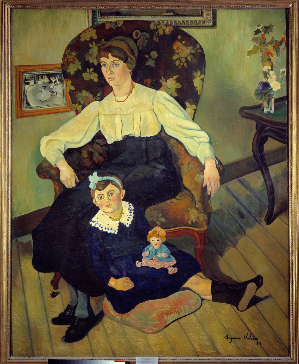Portraits of Marie Coca, niece of the artist and his daughter Gilberte Painting by Suzanne Valadondani af Suzanne Valadon