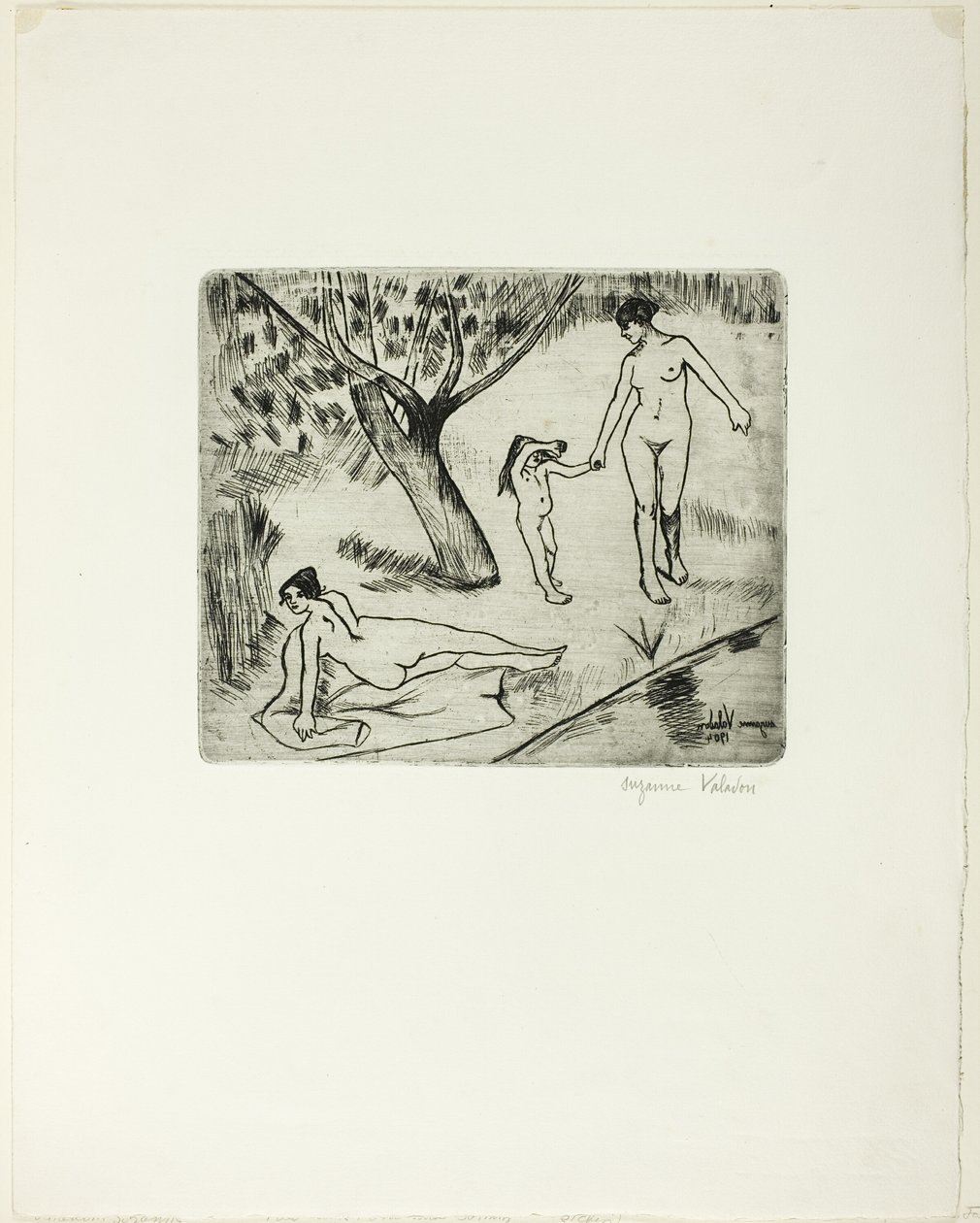 Kvinde og barn ved vandkanten af Suzanne Valadon