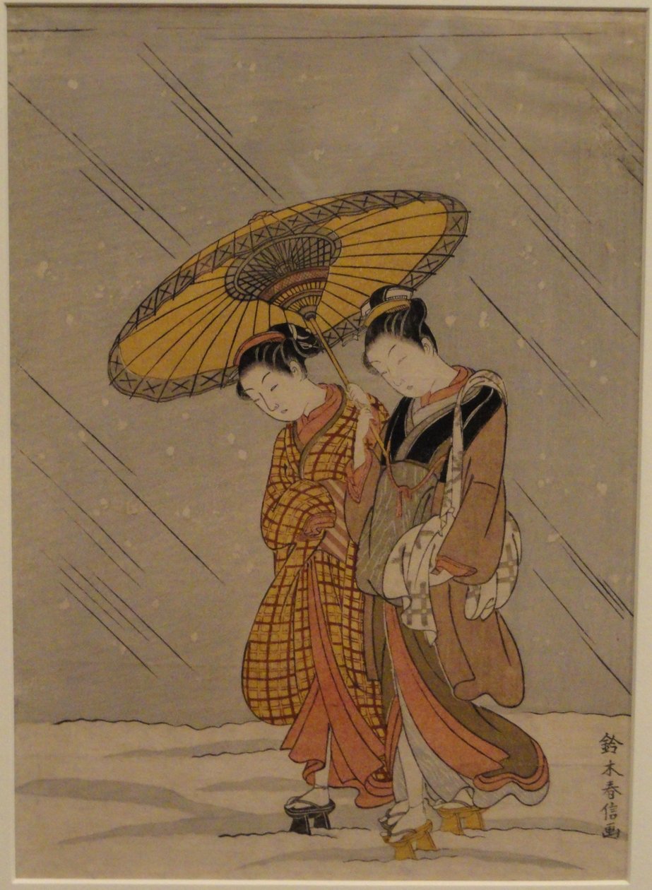 Par i en snestorm af Suzuki Harunobu