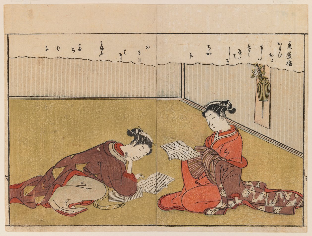 Side fra Haru no Nishiki, 1771 (træbloktryk) af Suzuki Harunobu
