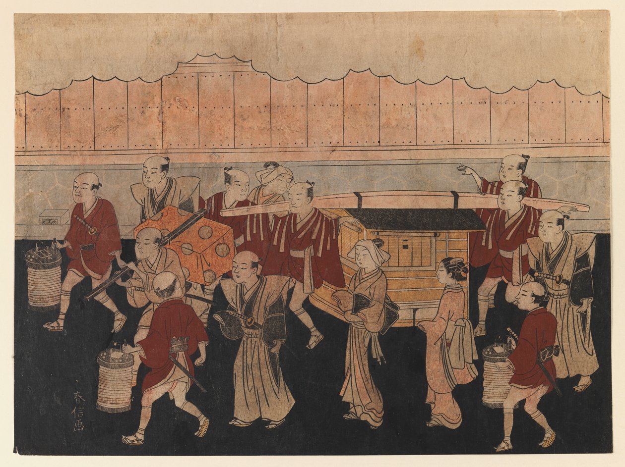The Brides Trip to her Husbands House, fra serien The Marriage Ceremonies, ca. 1768 (farvet træbloktryk) af Suzuki Harunobu