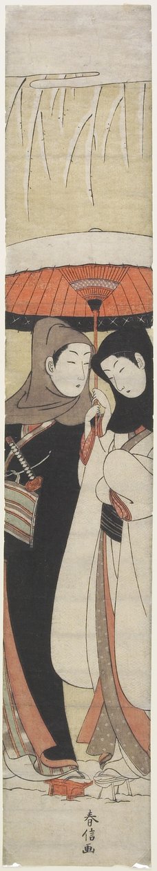 (Elskere deler en paraply), ca. 1770 af Suzuki Harunobu