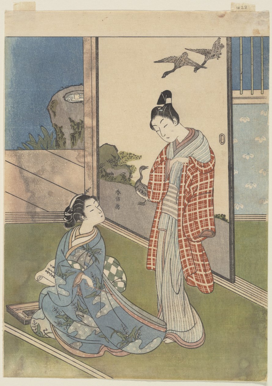 En pige, der skriver et brev af Suzuki Harunobu