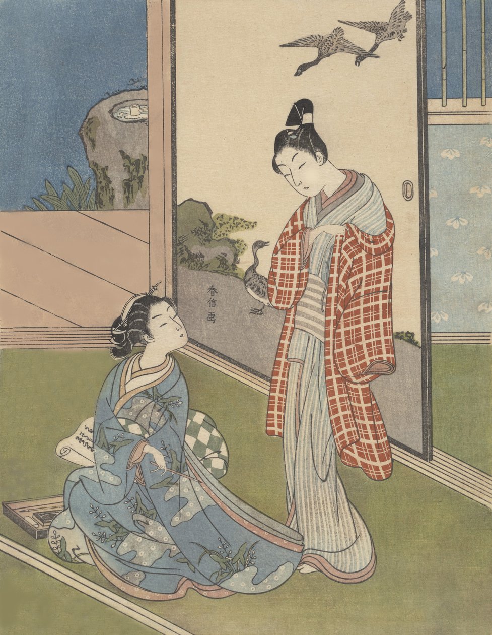 En pige, der skriver et brev, 1700-tallet., 1700-tallet. af Suzuki Harunobu