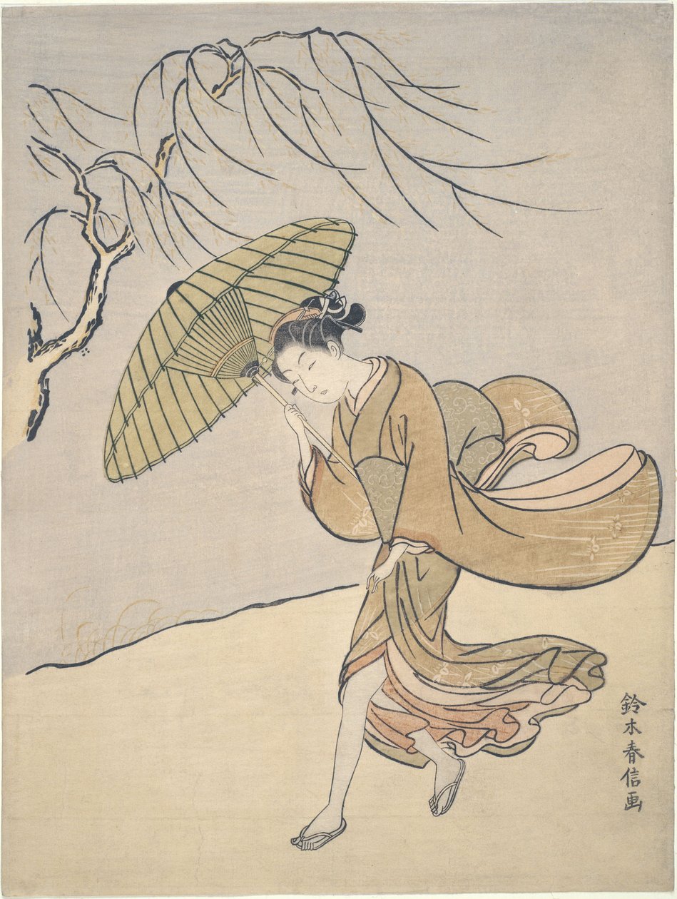 En blæsende sommerdag af Suzuki Harunobu
