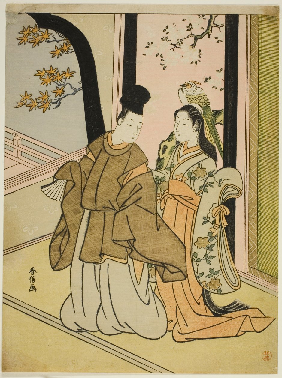 Hofmand og Dame af Suzuki Harunobu