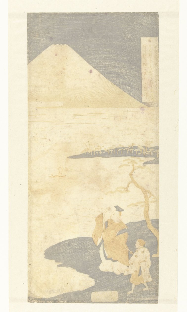 Poeten Yamabe no Akahito ser på Fuji-bjerget Digte af hundrede digtere (serietitel) Hyakunin isshu no uchi (serietitel) af Suzuki Harunobu