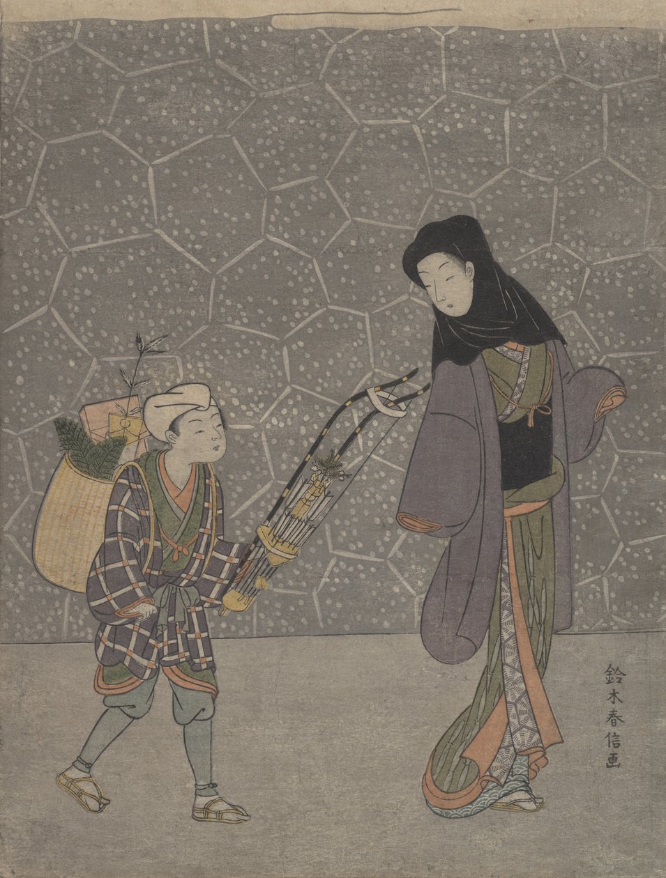 Dæmonknusende bue, ca. 1765., ca. 1765. af Suzuki Harunobu