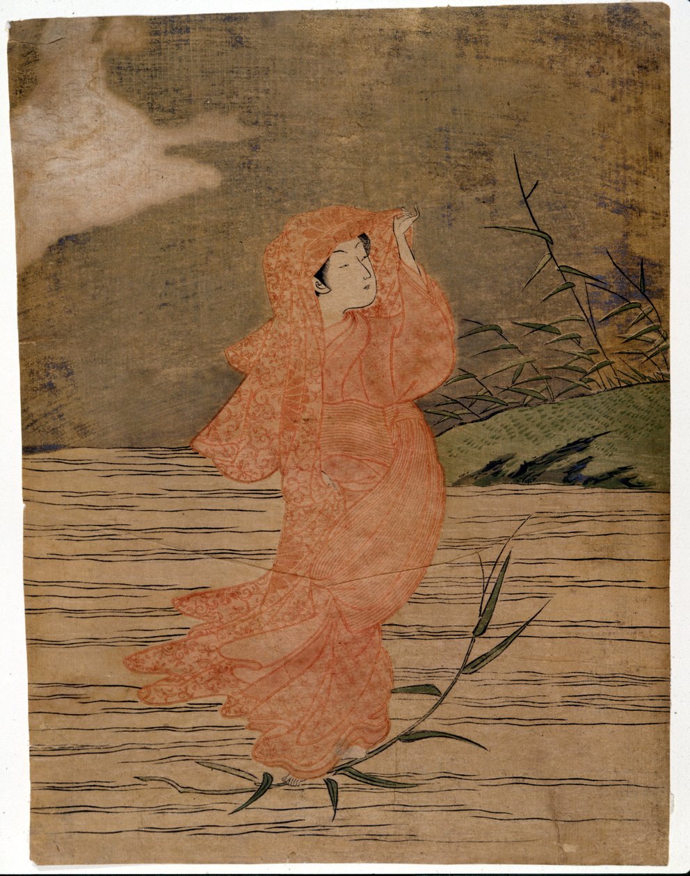 Dharma på vand. Tryk af Harunobu Suzuki (1724/25-1770). af Suzuki Harunobu