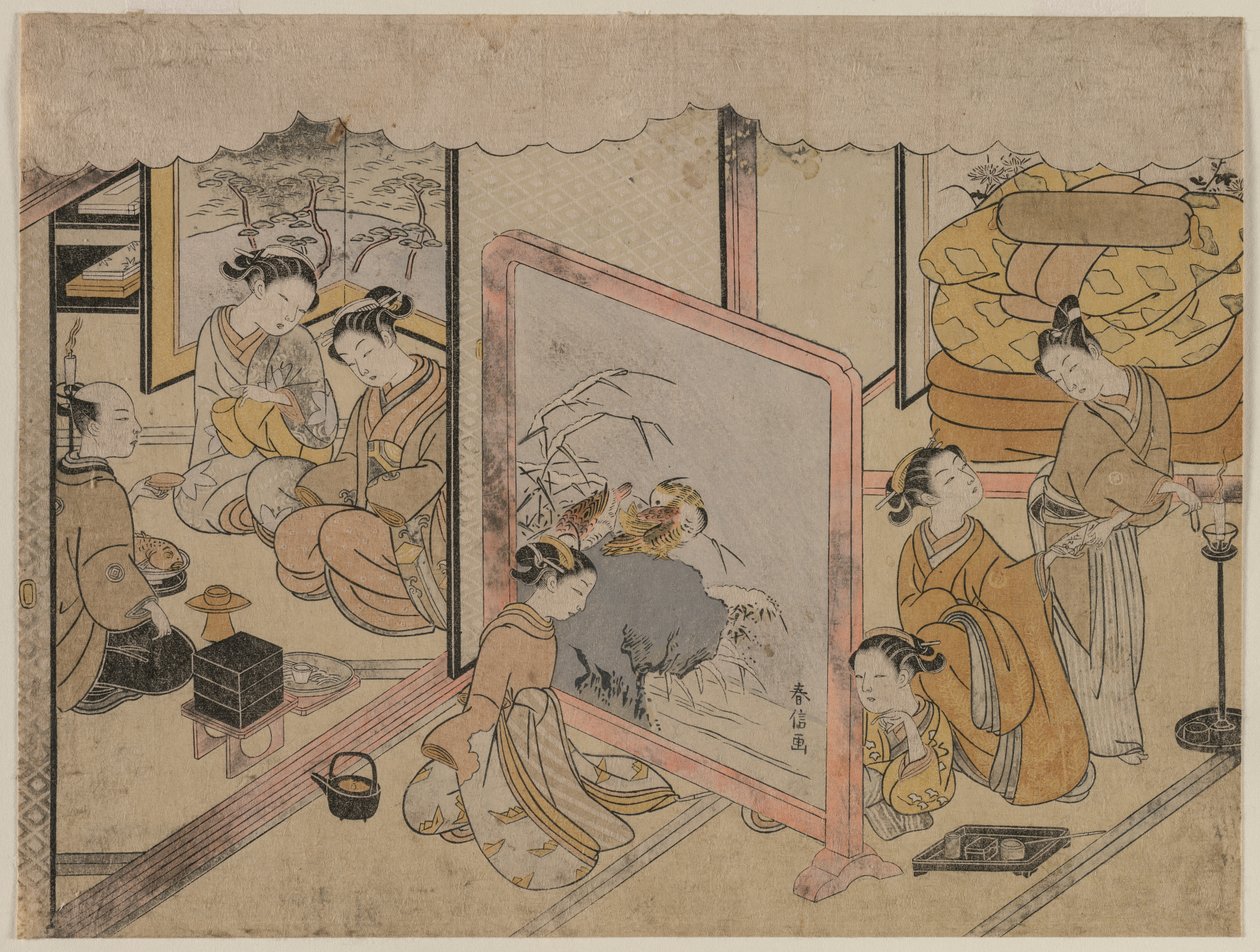 En kop vin inden sengetid (fra en serie uden titel) af Suzuki Harunobu