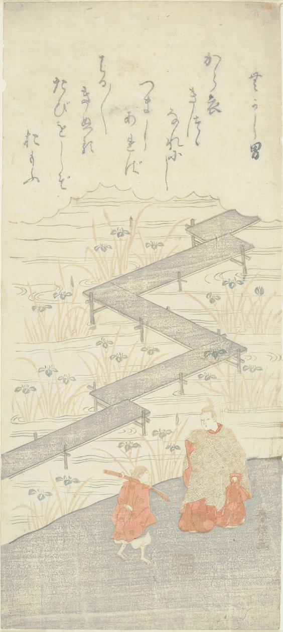 Eight-Platform Bridge (Yatsuhashi), fra "Tale of Ise (Ise Monogatari)" af Suzuki Harunobu
