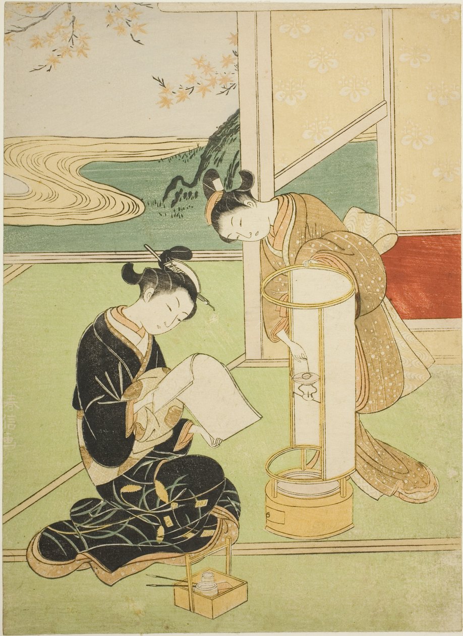 Evening Glow of a Lamp (Andon no sekisho), fra serien "Eight Views of the Parlor (Zashiki hakkei)" af Suzuki Harunobu
