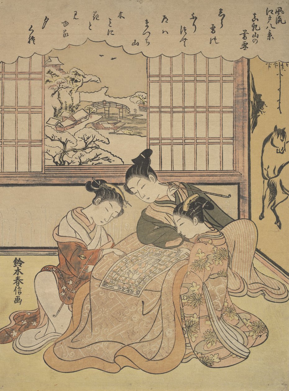 Aftensne på Matsuchi Hilll, fra serien Eight Fashionable Views of Edo Fur..., ca. 1765-70. af Suzuki Harunobu