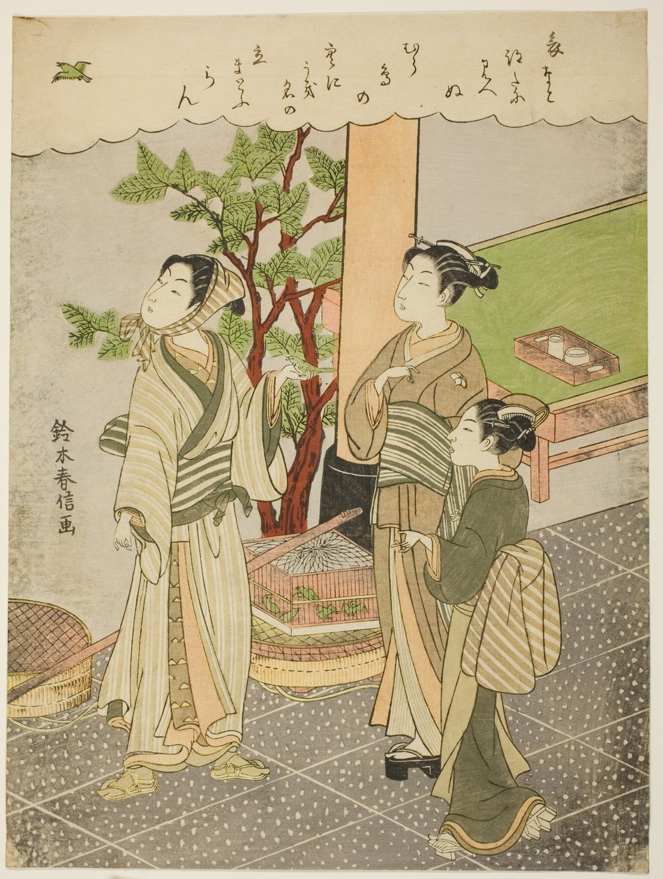Befrielse af en fanget fugl af Suzuki Harunobu