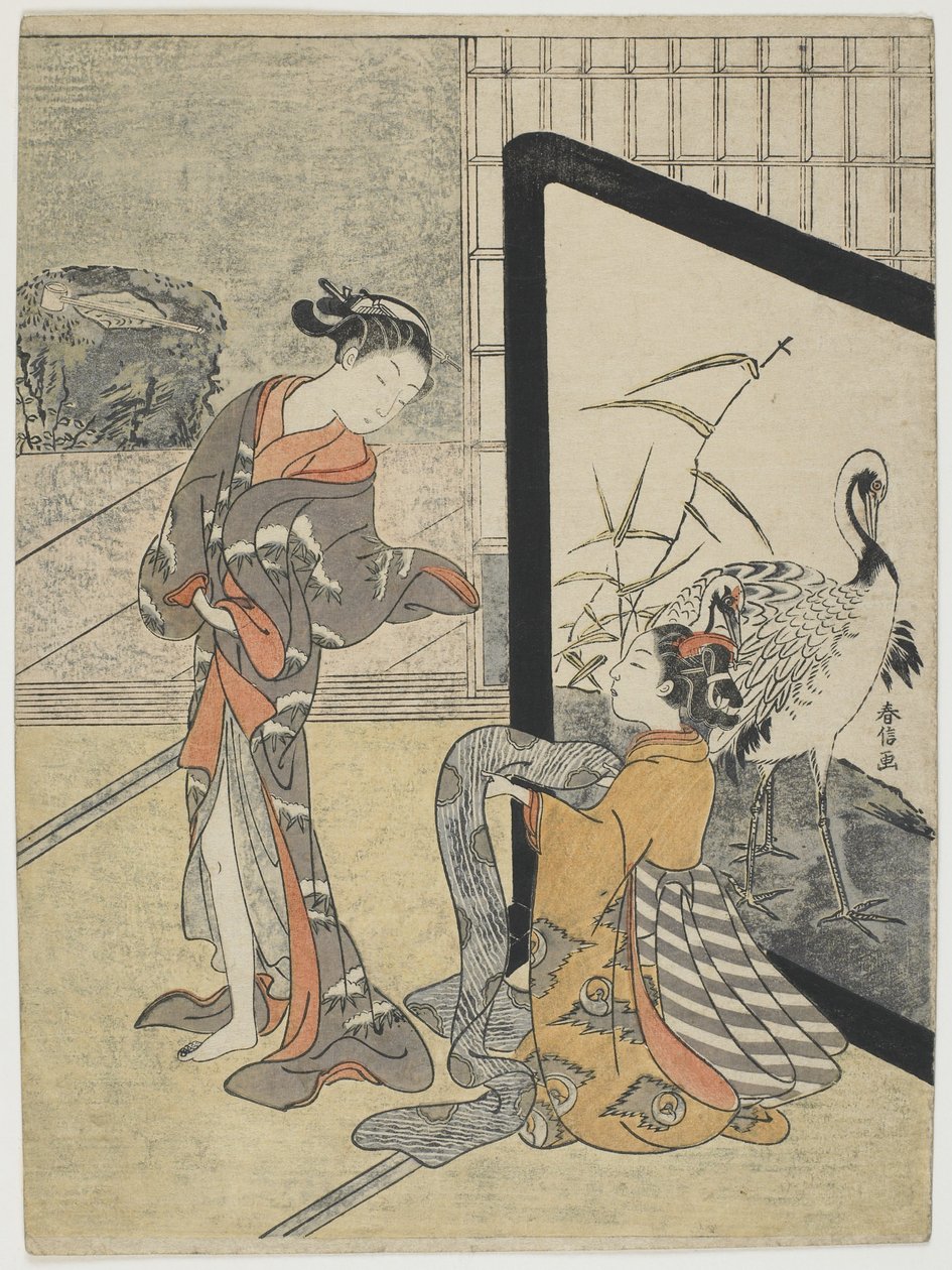 Påklædning, 1765-69 (træbloktryk i farver) af Suzuki Harunobu