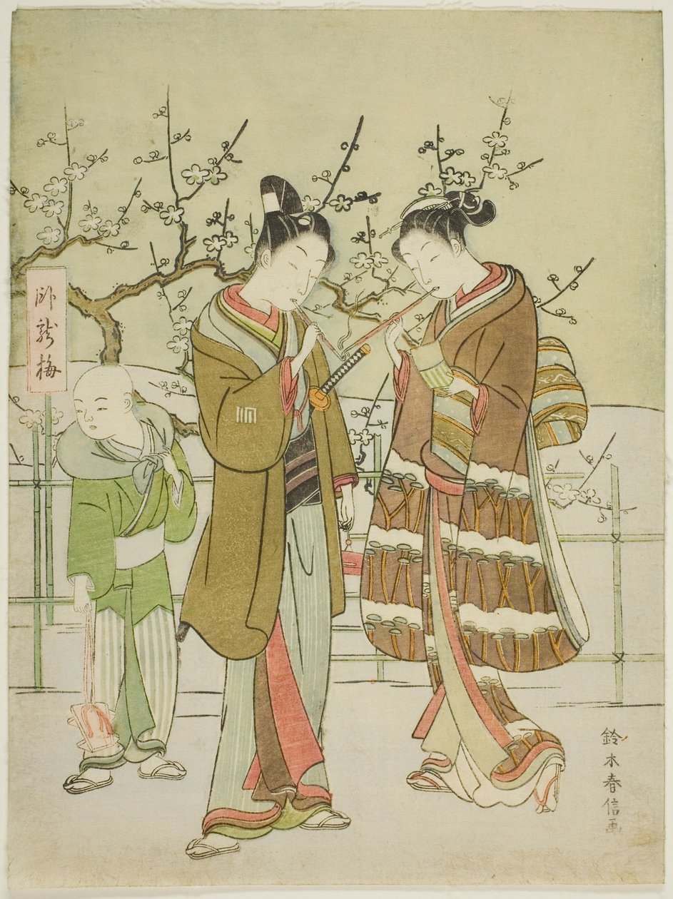 Giving a Light ved Garyubai-blommetræet af Suzuki Harunobu