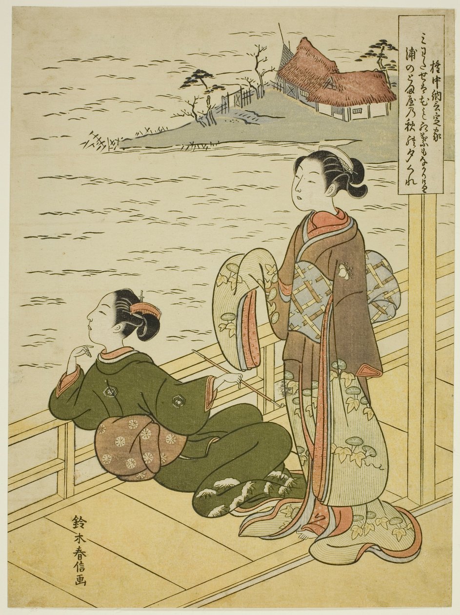 Gonchunagon Sadaie (Fujiwara no Teika), fra en unavngiven serie af parodier på de tre aftendigte af Suzuki Harunobu