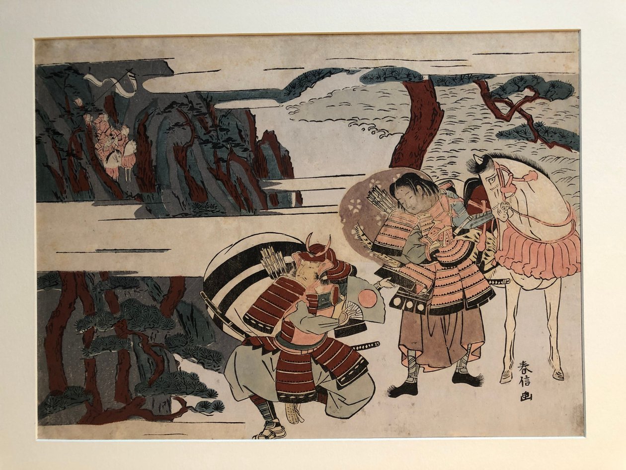 Kumagai Naozane tager Taira no Atsumori til fange ved Ichi-no-tani af Suzuki Harunobu