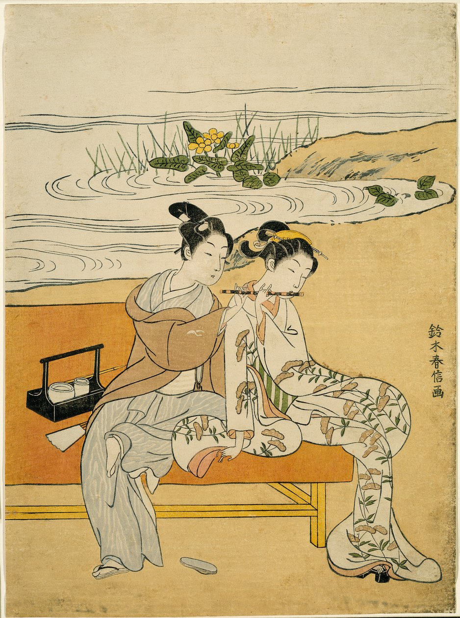 Lovers Playing the Same Fute (parodi på Xuanzong og Yang Guifei) af Suzuki Harunobu