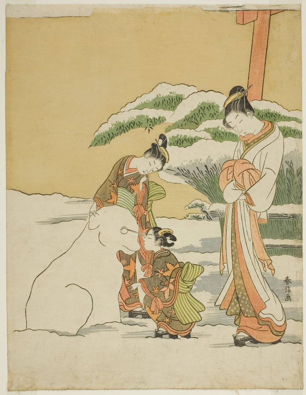 At lave en snehund af Suzuki Harunobu