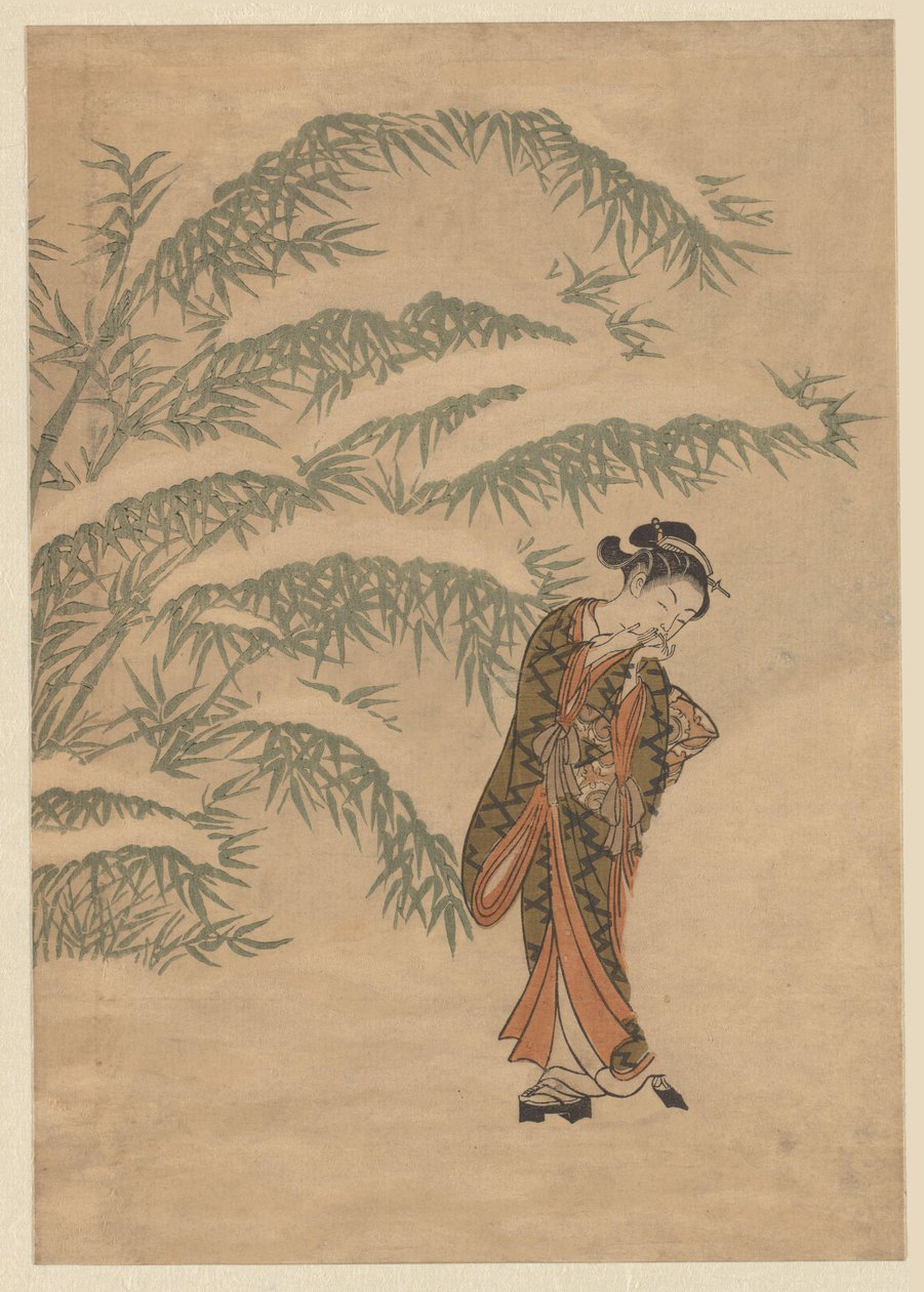 Pige og snebold af Suzuki Harunobu
