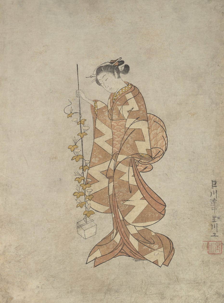 Modern Representation of the Poetess Kaga no Chiyo, ca. 1765., ca. 1765. af Suzuki Harunobu