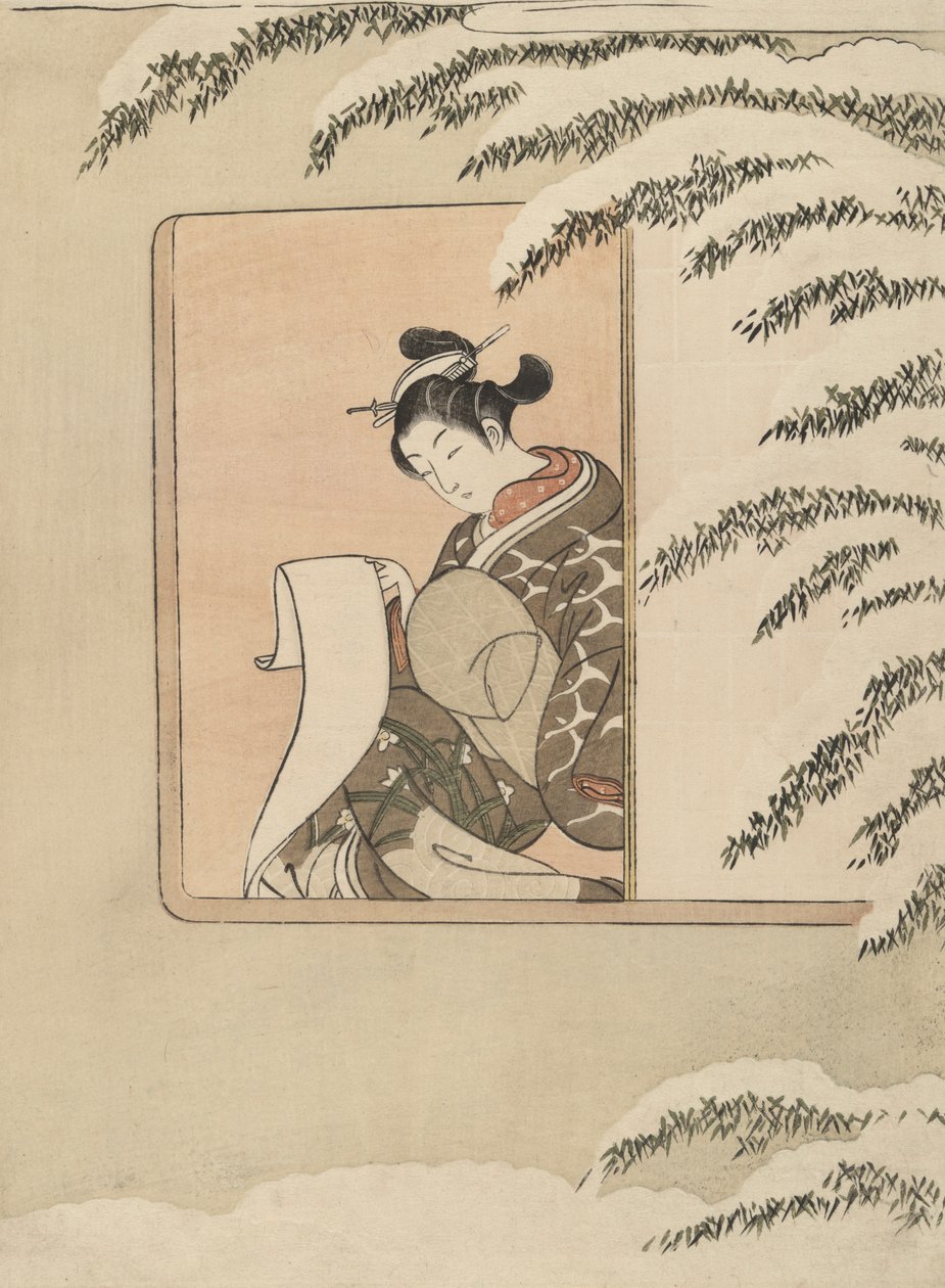 Parodi på Sun Kang, også kendt som Snow by the Window af Suzuki Harunobu