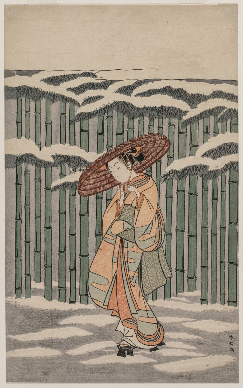 Passerer Bambuslunden af Suzuki Harunobu
