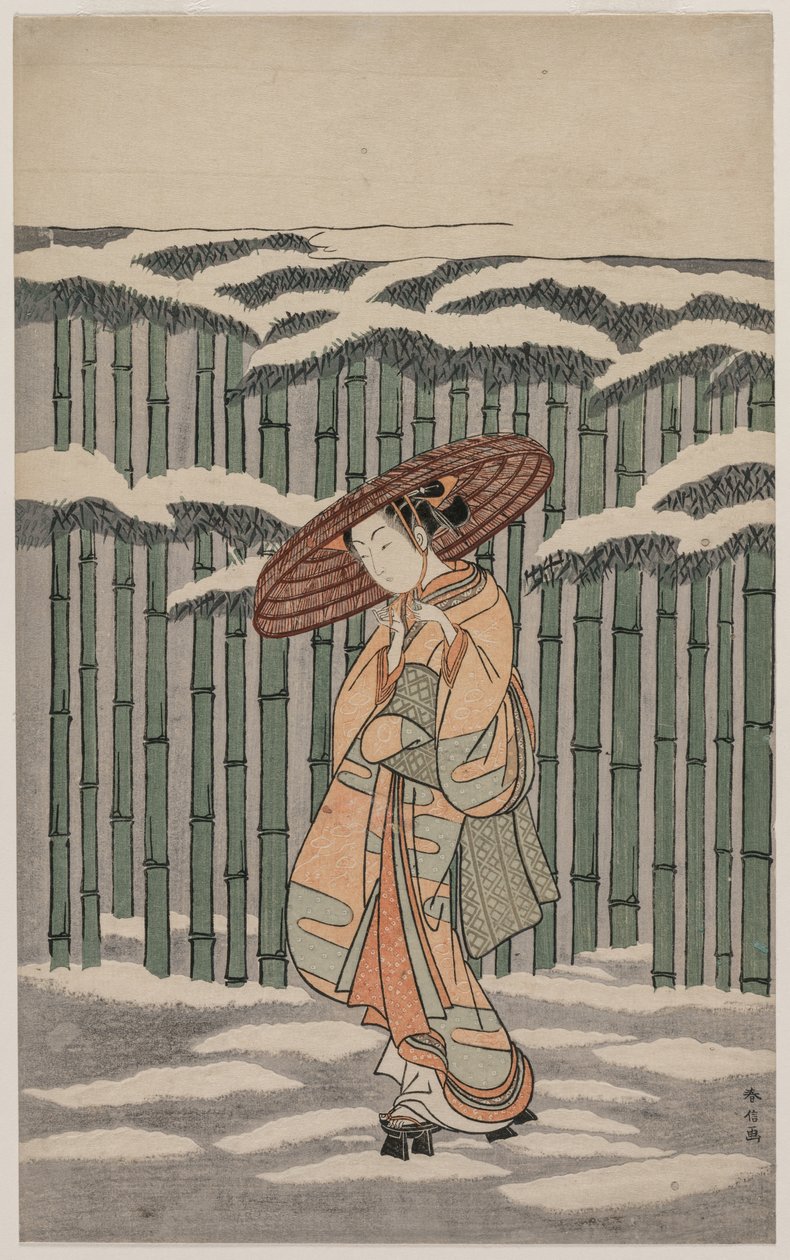 Passerer bambuslunden, 1868-1912. af Suzuki Harunobu