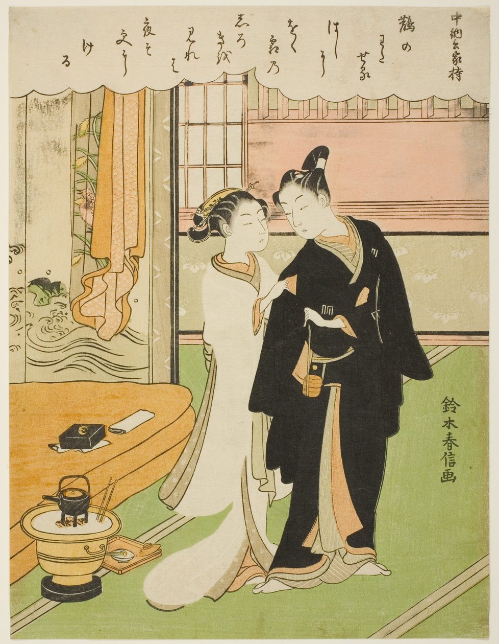 Digt af Chunagon Yakamochi, fra en unavngiven serie af hundrede digte af hundrede digtere af Suzuki Harunobu