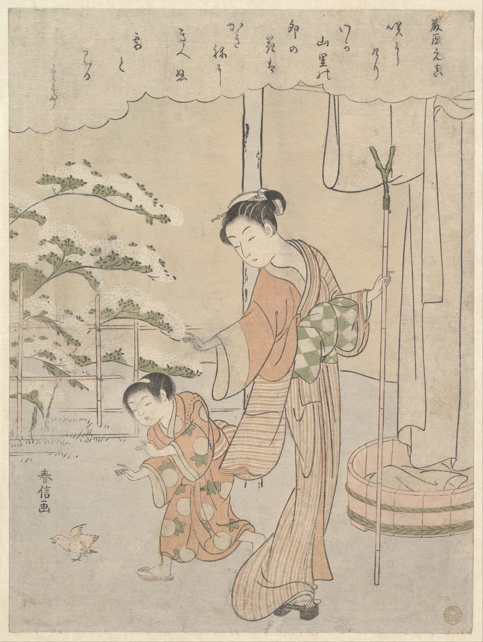 Digt af Fujiwara no Motozane (ca. 860) fra serien Seksogtredive digtere af Suzuki Harunobu