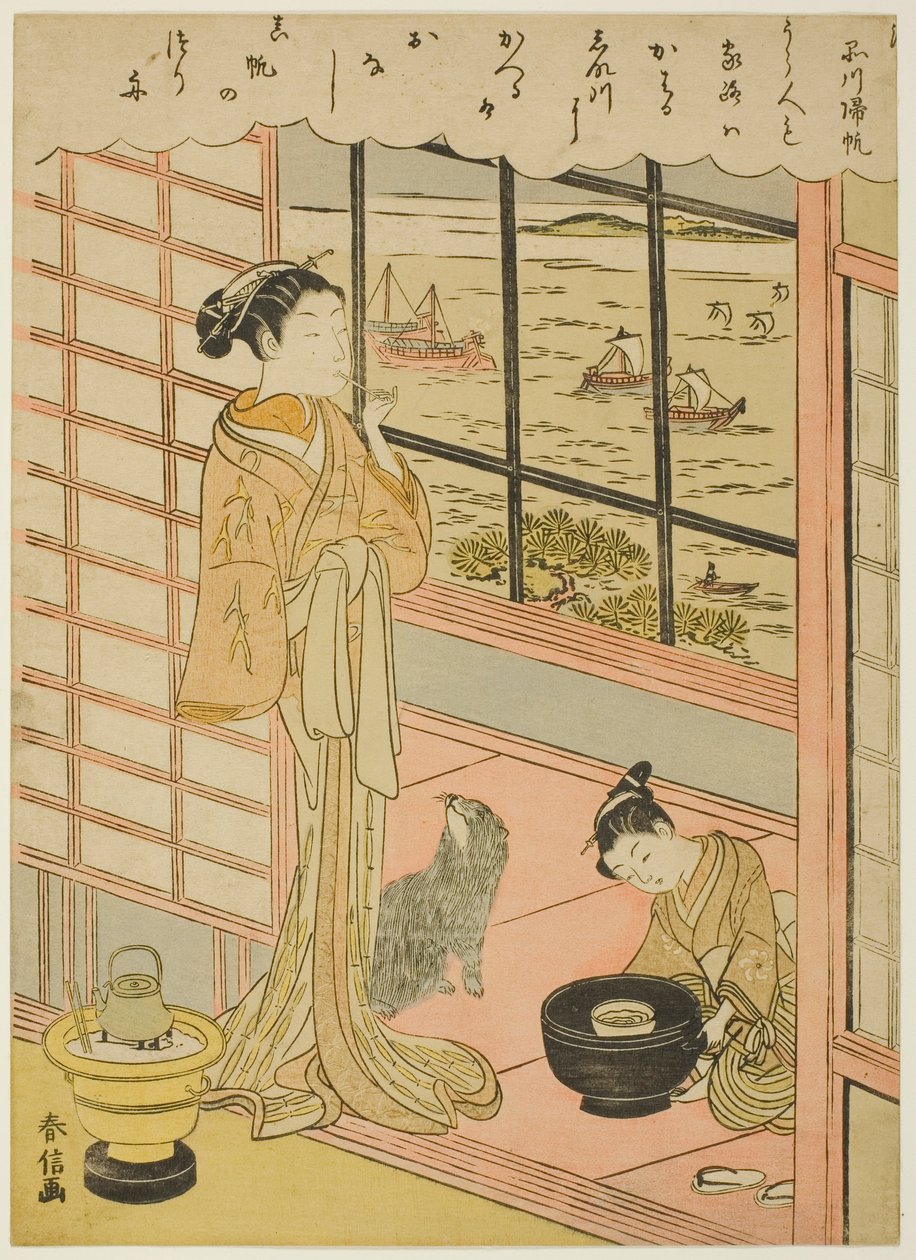 Row r people g igen ls på Shinagawa (normen for Shinagawa), fra seriens ``British ght fascio be views of edo (Furyu Eight Views of Edo)