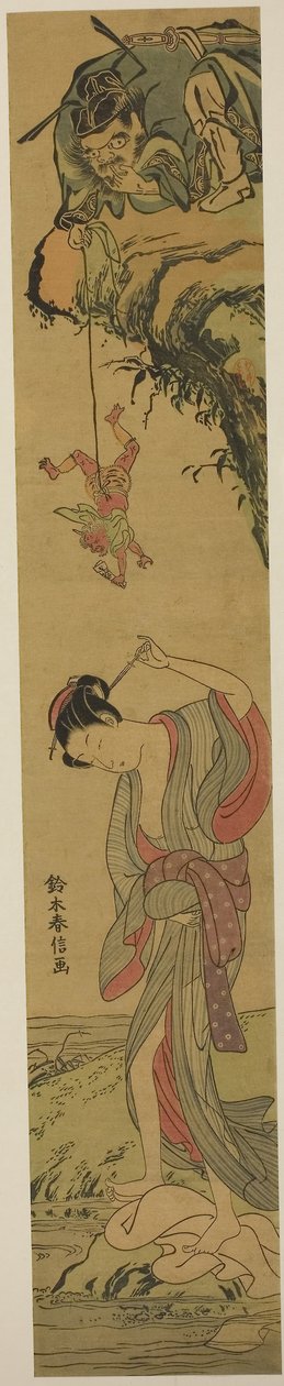 Shoki in Love, ca. 1768 (farvetræsnit, hashira-e) af Suzuki Harunobu