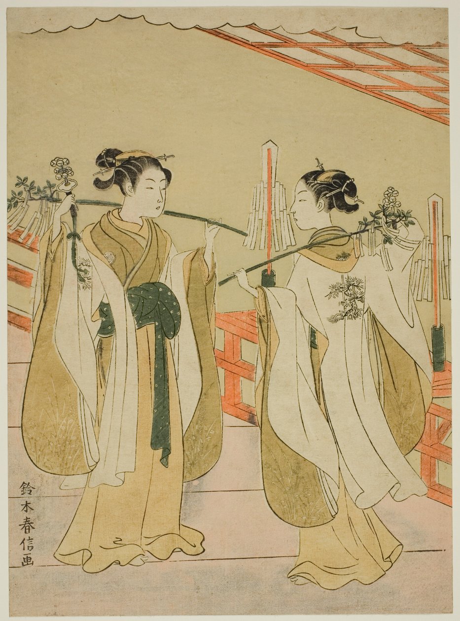 Sh Rine Maita s Ohami plan d Ohatsu Danshin g At Yushima Tenjin Sh Rine af Suzuki Harunobu