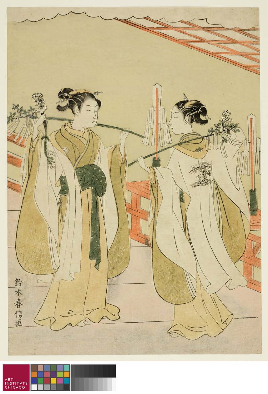 Sh linje hvert felts bølgeplan d første gruppe ny g ved Yushima Tenjin Sh linje, ca. 1769 af Suzuki Harunobu