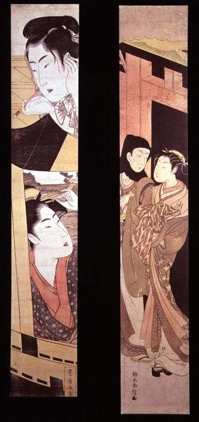 The Assignation: Two Lovers at a Gate, ca. 1768 (træbloktryk i farver) af Suzuki Harunobu