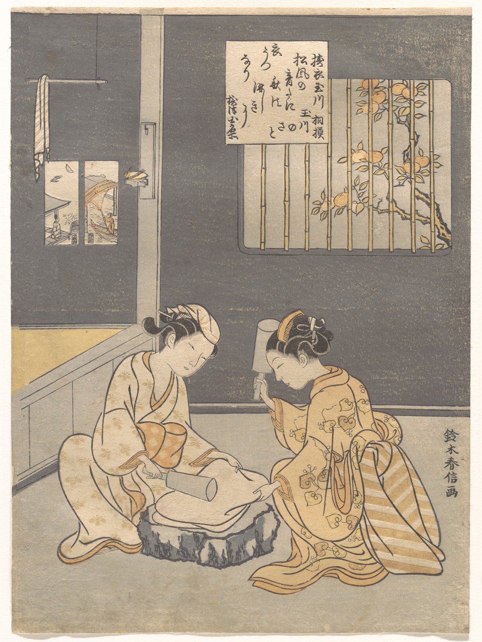 Klædefuldningens juvelflod, et berømt sted i Settsu-provinsen (Tōi no Tamagawa, Settsu no meisho), fra en unavngiven serie med seks juvelfloder (Mu Tamagawa) af Suzuki Harunobu