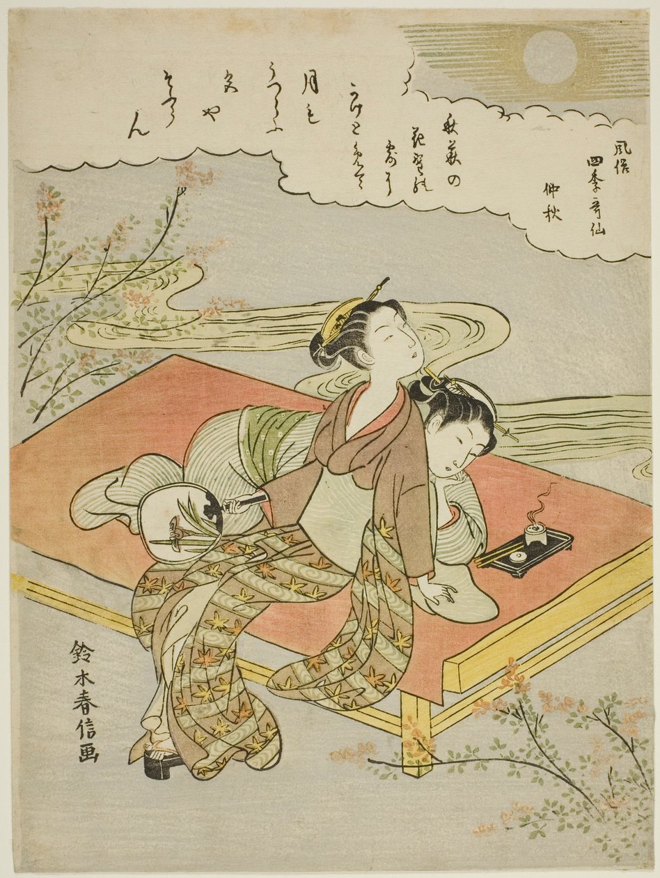 Den ottende måned (Chushu), fra serien "Popular Versions of Immortal Poets in Four Seasons (Fuzoku shiki kasen)" af Suzuki Harunobu