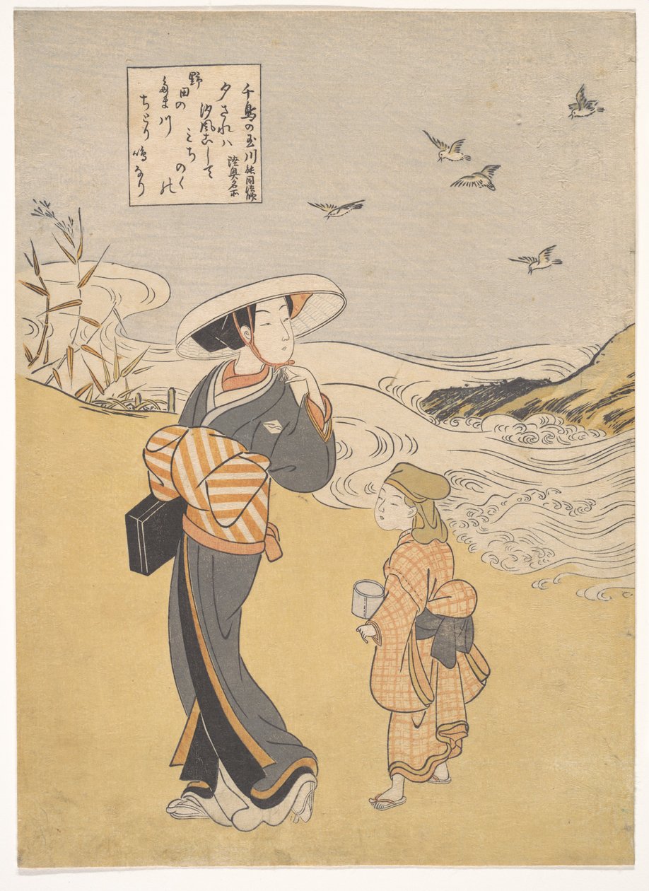 „Plovernes juvelflod, et berømt sted i Mutsu-provinsen“, fra serien Seks juvelfloder (Mu Tamagawa: Chidori no Tamagawa, Mutsu meisho) af Suzuki Harunobu